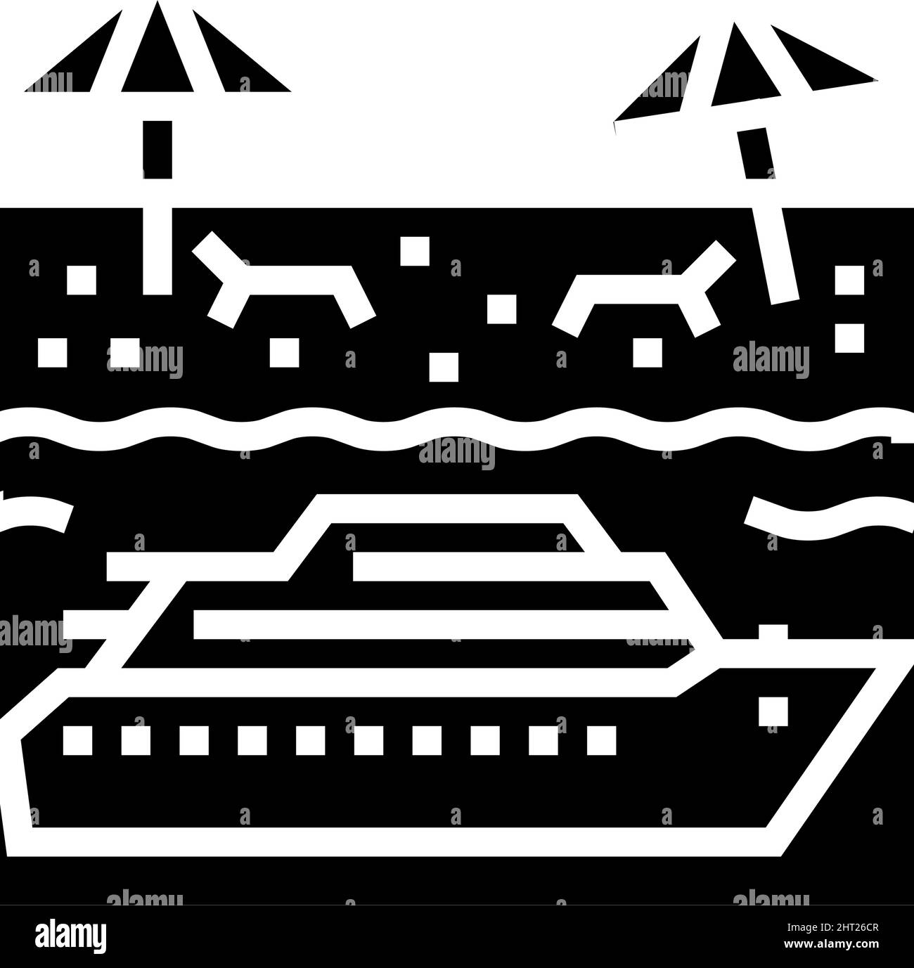 karibische Kreuzfahrt Glyphen Symbol Vektor Illustration Stock Vektor