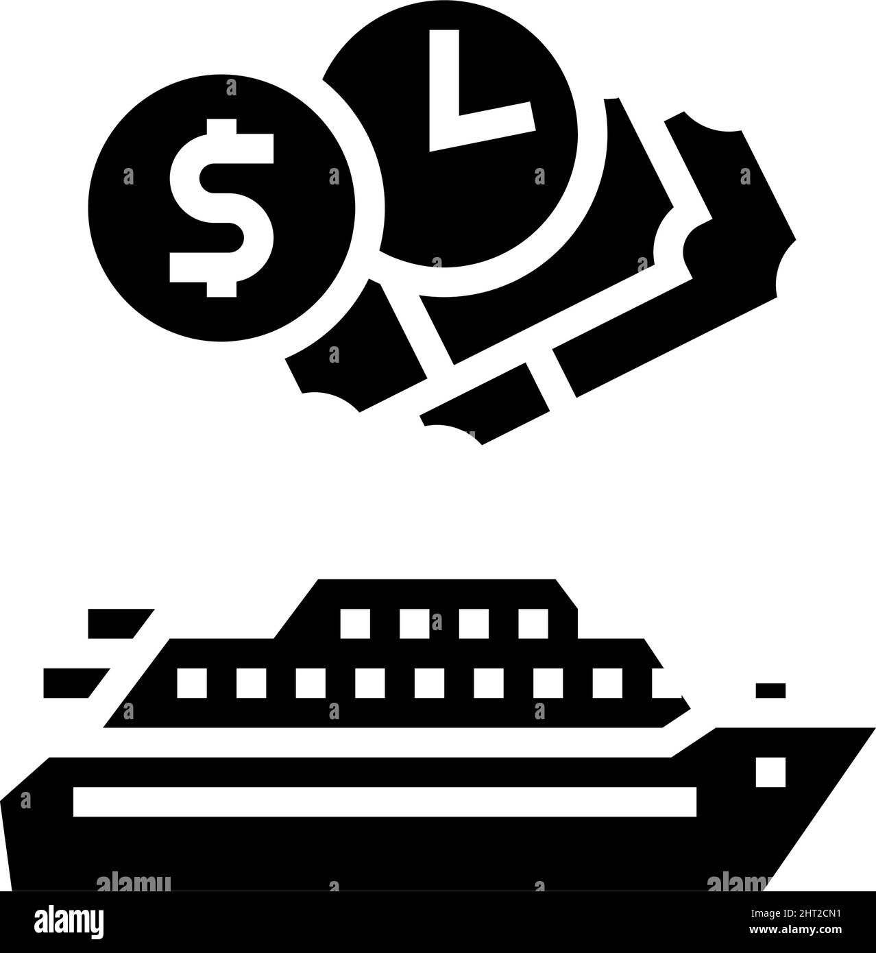 Illustration des Symbols für die Glyphe auf einer Last-Minute-Kreuzfahrt Stock Vektor