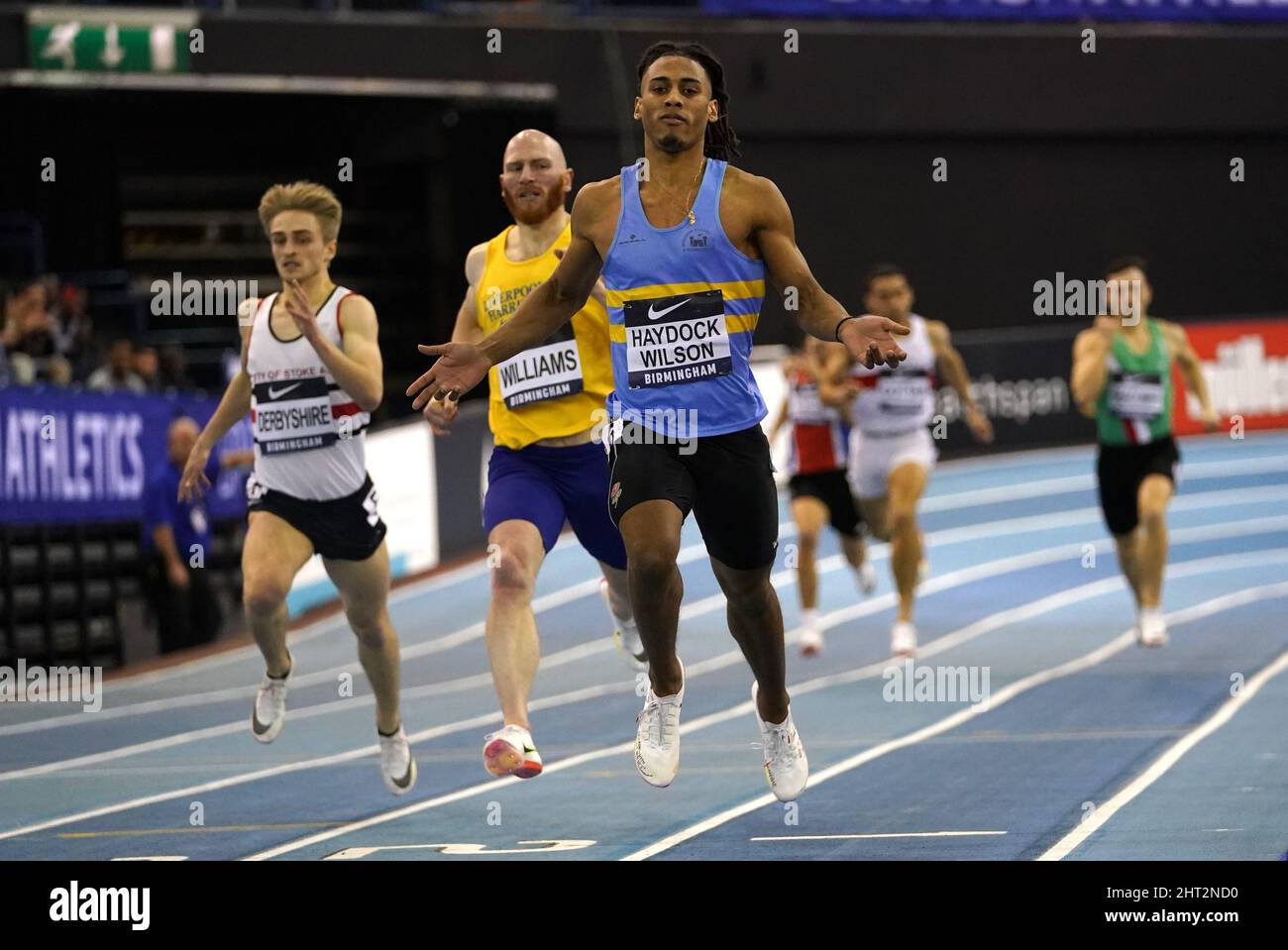 Alex Haydock-Wilson gewinnt das Halbfinale der Herren 400m am ersten Tag der UK Athletics Indoor Championships in der utilita Arena in Birmingham. Bilddatum: Samstag, 26. Februar 2022. Stockfoto