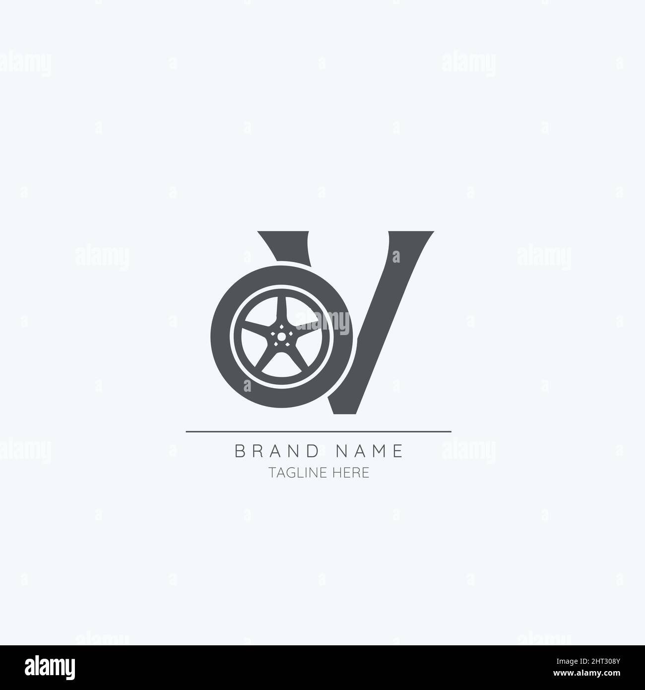 Vektorsymbol für das Logo des Reifenlogos „Buchstabe V“ Stock Vektor
