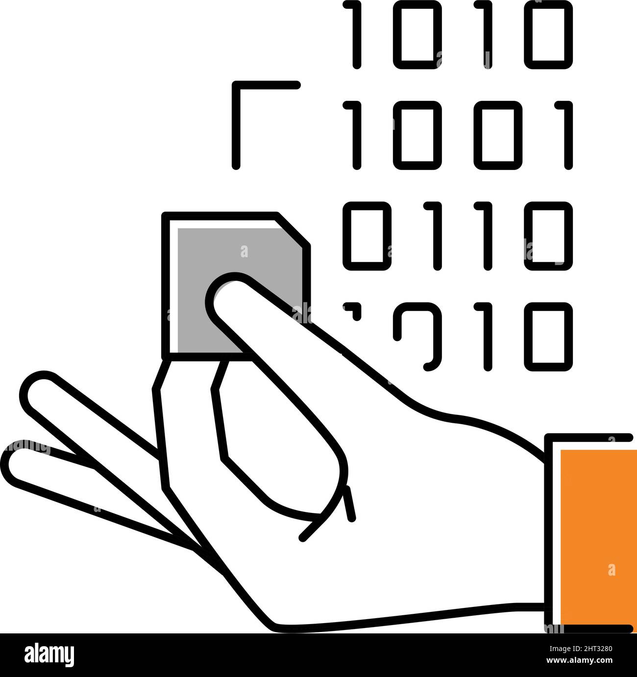 Programmierung rfid-Chip Farbe Symbol Vektor Illustration Stock Vektor