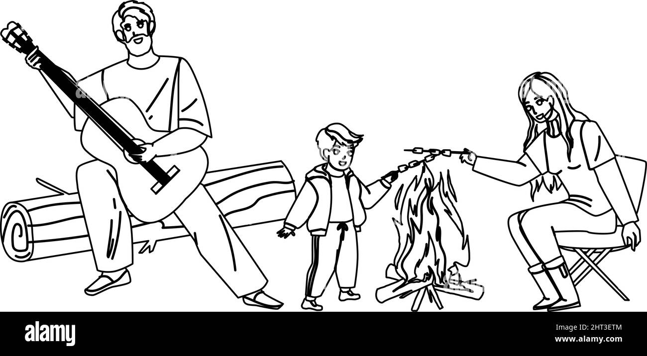 Familienpicknick Gemeinsam Genießen Outdoor Vector Stock Vektor