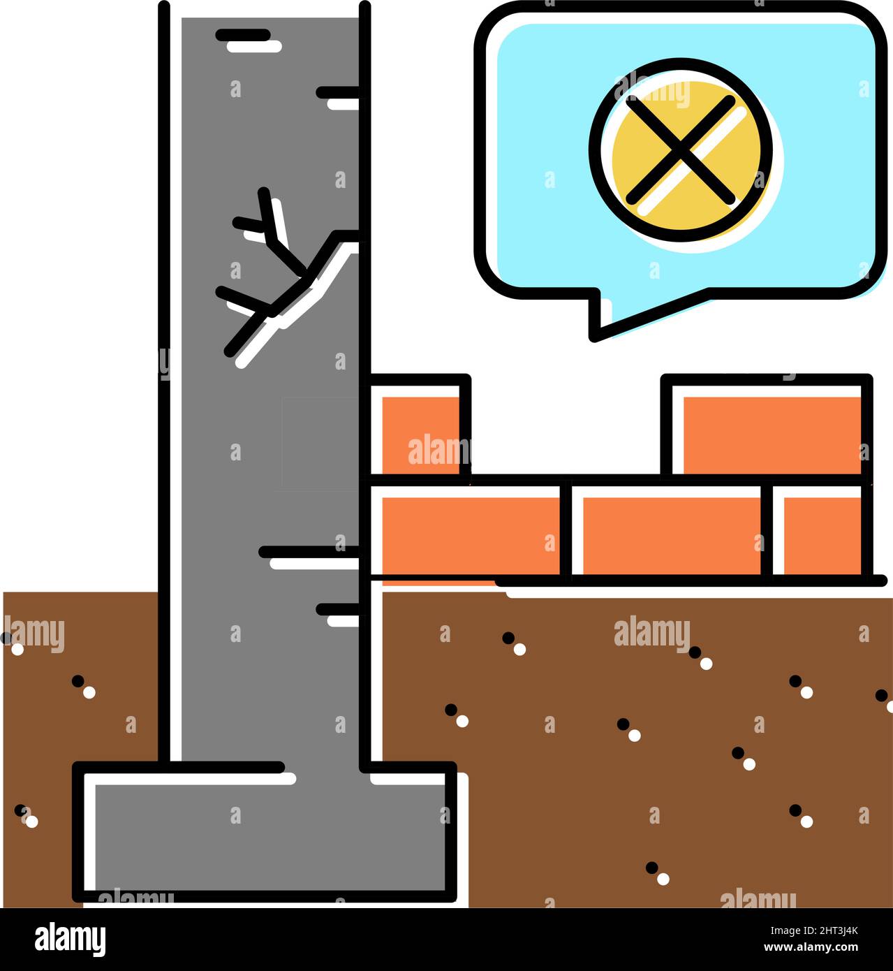 Schwere unterwertige Fundamente Farbe Symbol Vektor Illustration Stock Vektor