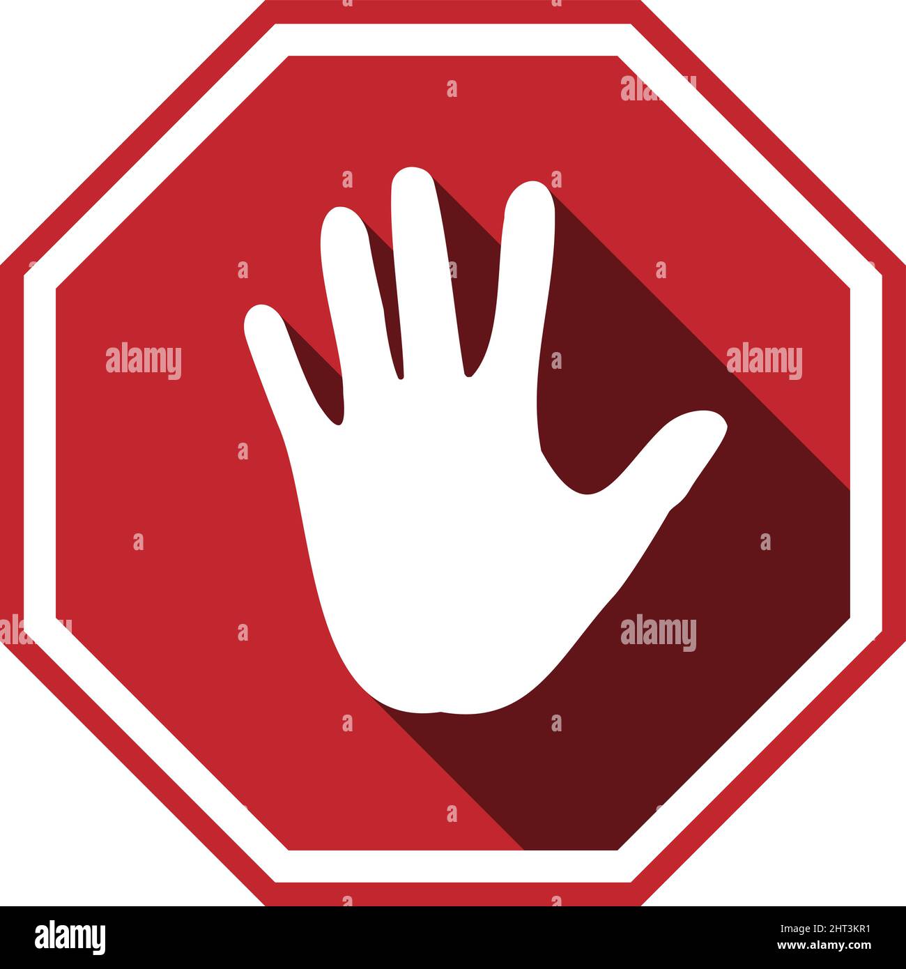 STOP-Handbewegung auf rotem Stoppschild, Vektordarstellung Stock Vektor