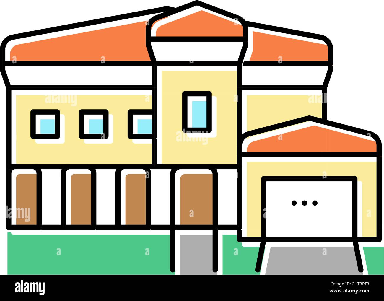 mediterrane Haus Farbe Symbol Vektor Illustration Stock Vektor