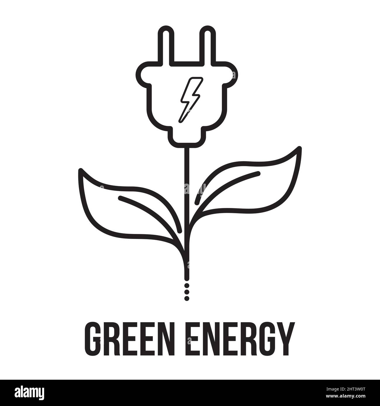 Ökologie. Symbol für grüne Energie mit elektrischen Steckern und Blättern. Stock Vektor