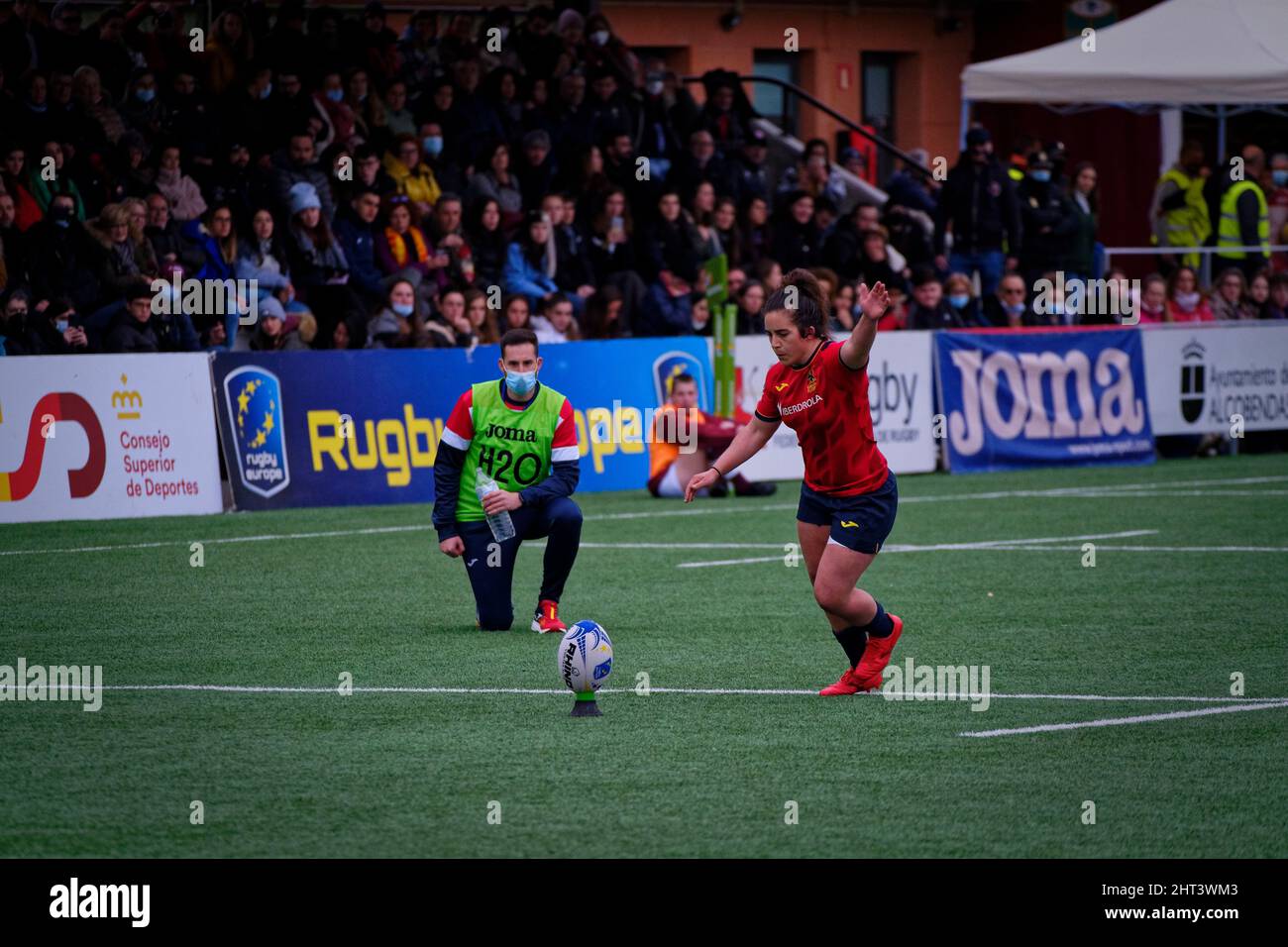 Alcobendas, Spanien. 26.. Februar 2022. Rugby Europe Women´s Championship 2022 - Spanien gegen Russland. Die Rugby Europe Championship ist der Top Level Rugby Europe Women Senior Wettbewerb. Las Terrazas Stadium, Alcobendas, Spanien. Kredit: EnriquePSans / Alamy Live Nachrichten Stockfoto