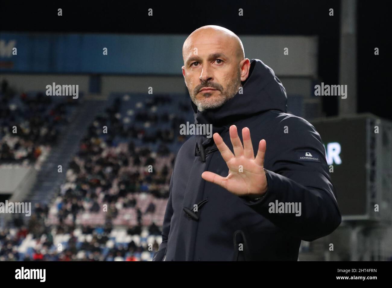 Vincenzo Italiano Cheftrainer von ACF Fiorentina schaut während des Serie-A-Spiels zwischen US Sassuolo und ACF Fiorentina im Mapei Stadium-Citta del Tri Stockfoto