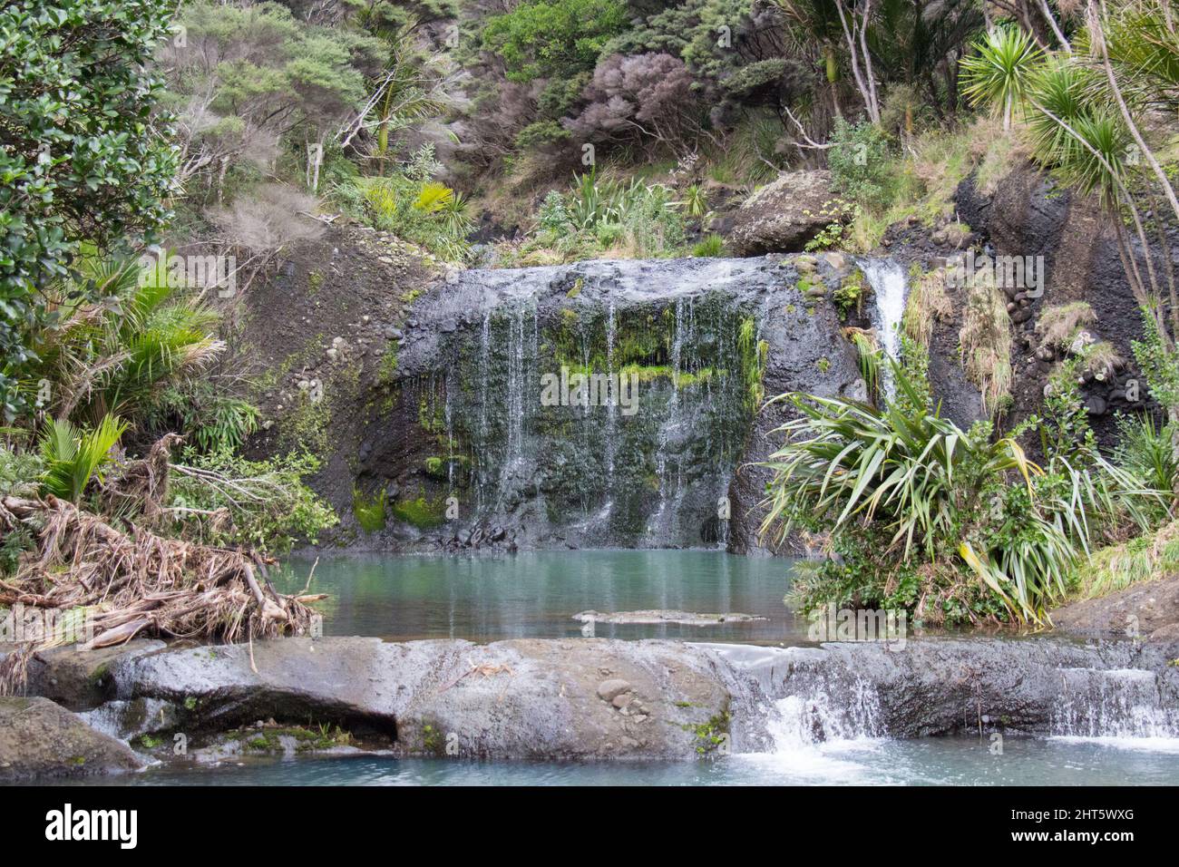 Der Blick auf die Wainamu oder Waitohi Wasserfälle, Neuseeland. Stockfoto
