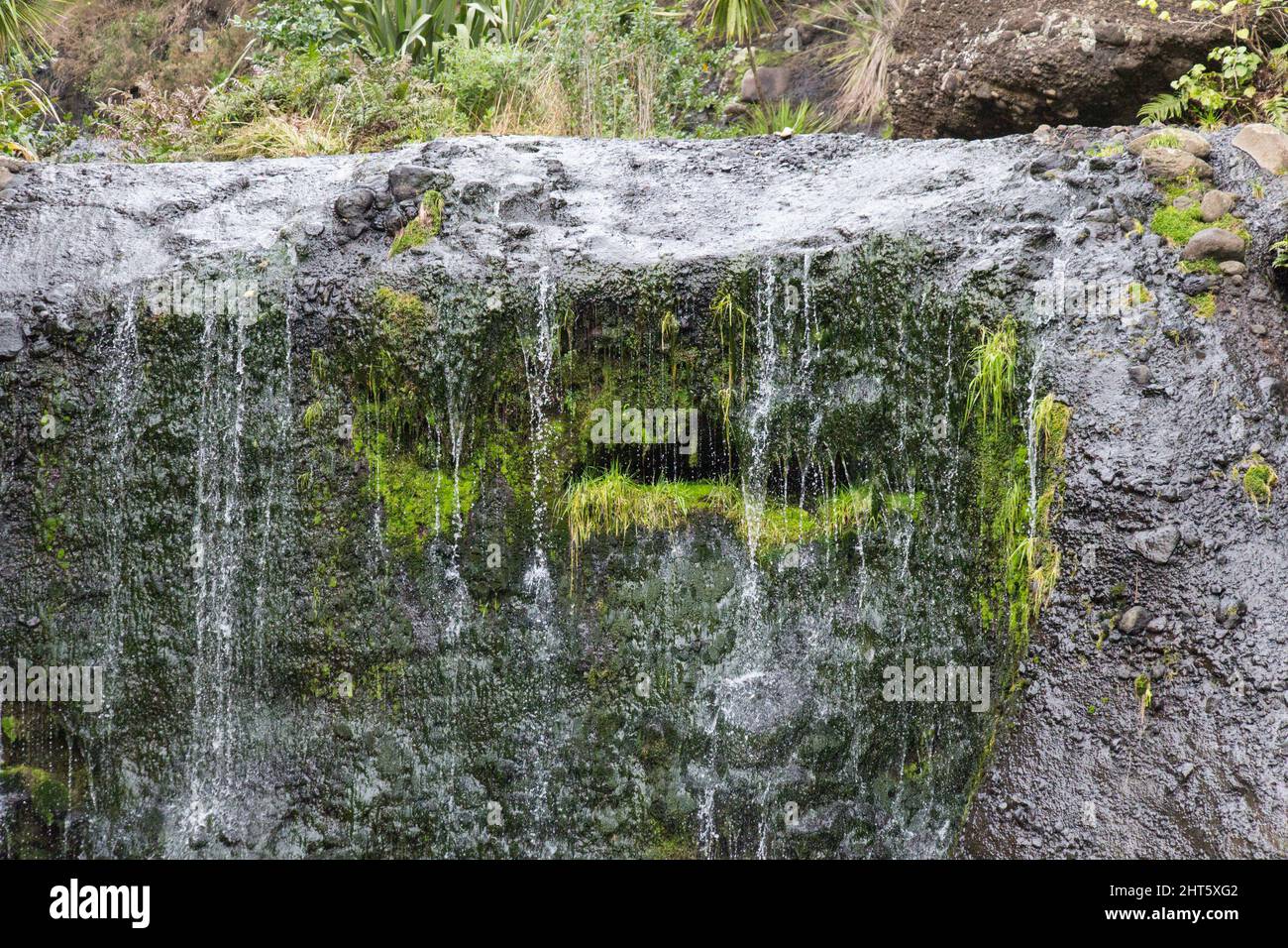 Der Blick auf die Wainamu Wasserfälle, Neuseeland. Stockfoto
