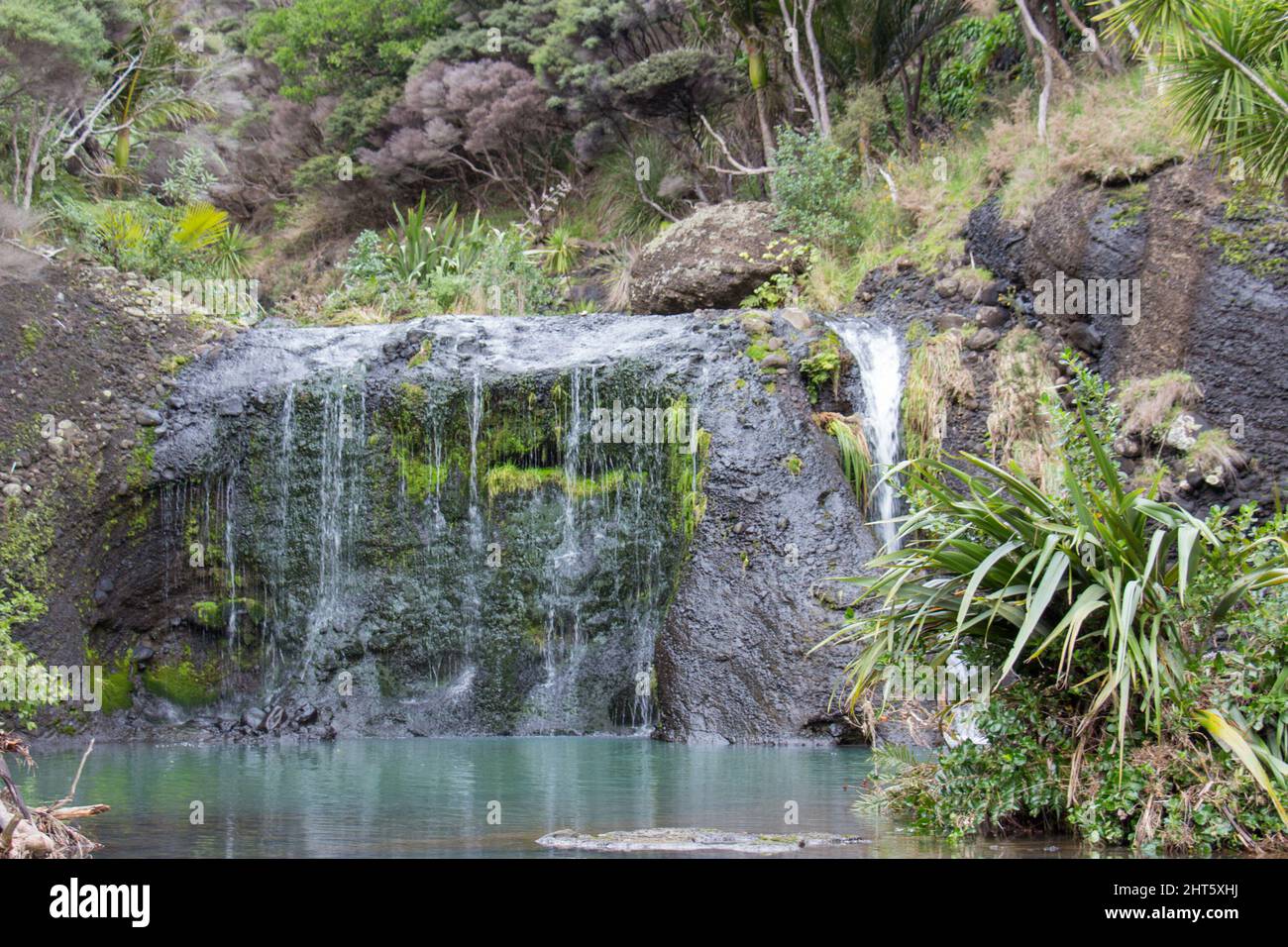 Der Blick auf die Wainamu Wasserfälle, Neuseeland. Stockfoto