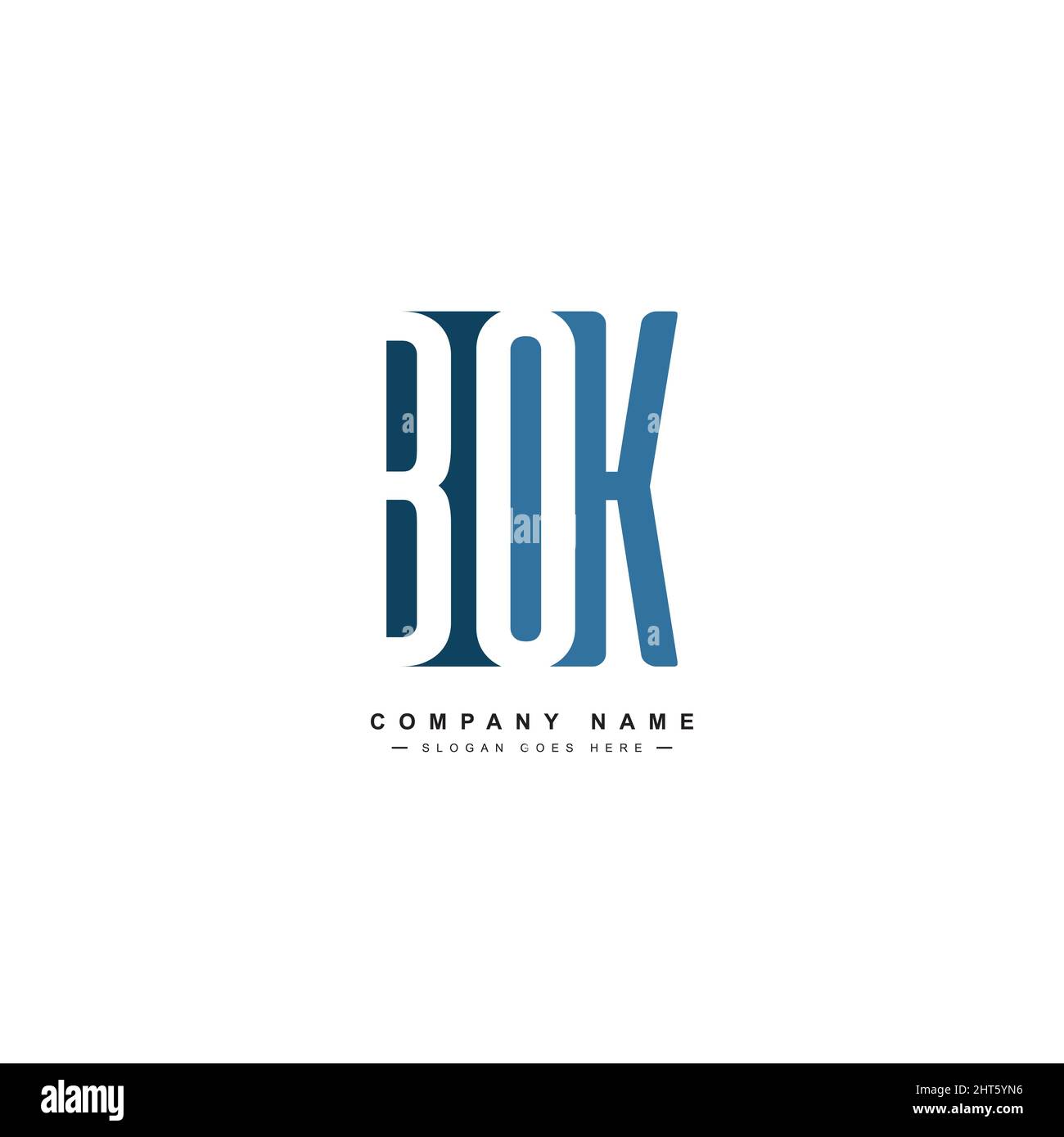 Anfangsbuchstabe BOK-Logo - Minimales Business-Logo für die Buchstaben B, O und K - Logovorlage für Firmennamen-Initialen im Monogrammstil Stock Vektor