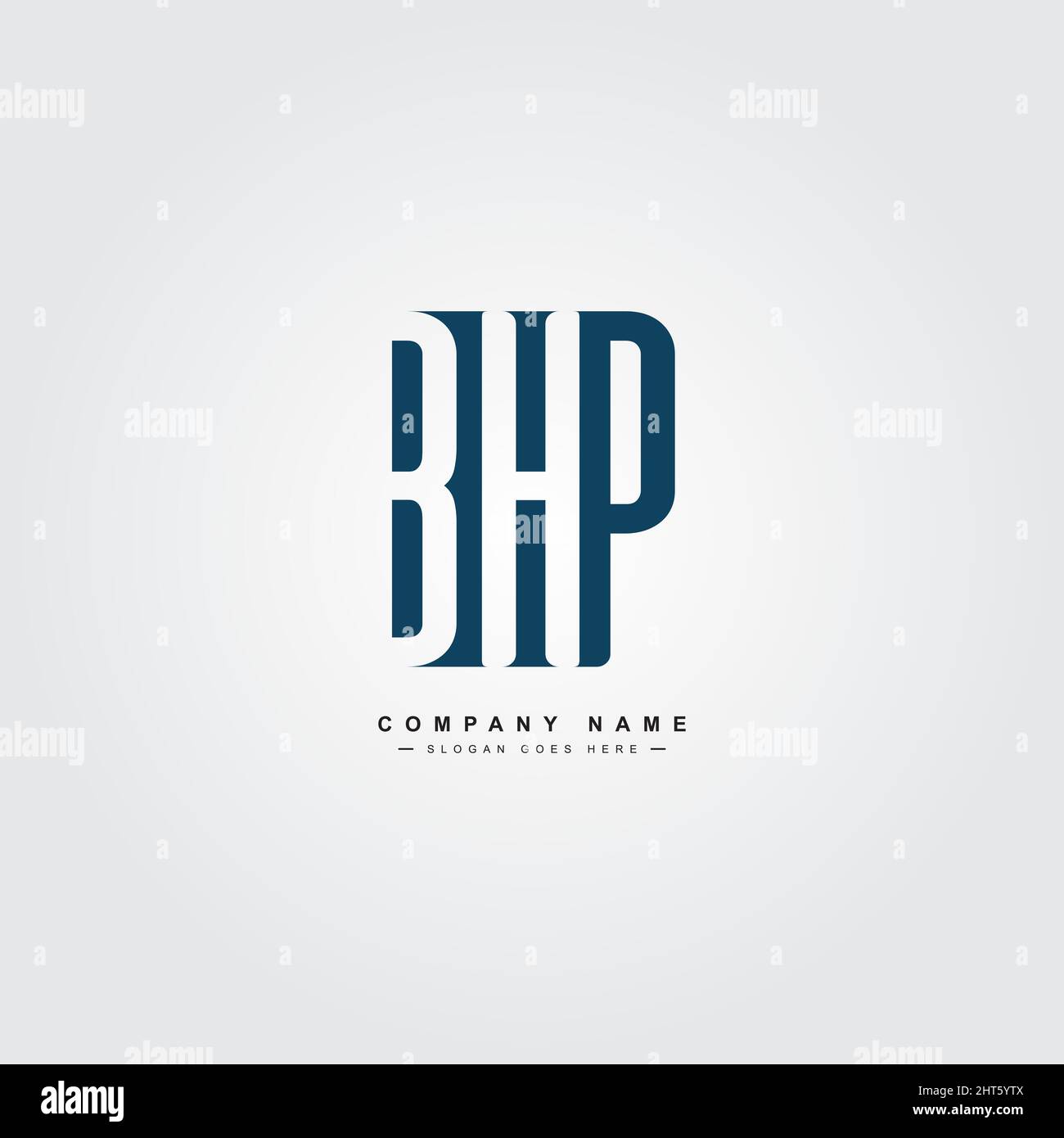Minimal Business Logo für Alphabet BHP - Anfangsbuchstabe B, H und P - Logovorlage für Firmennamen-Initialen im Monogrammstil Stock Vektor