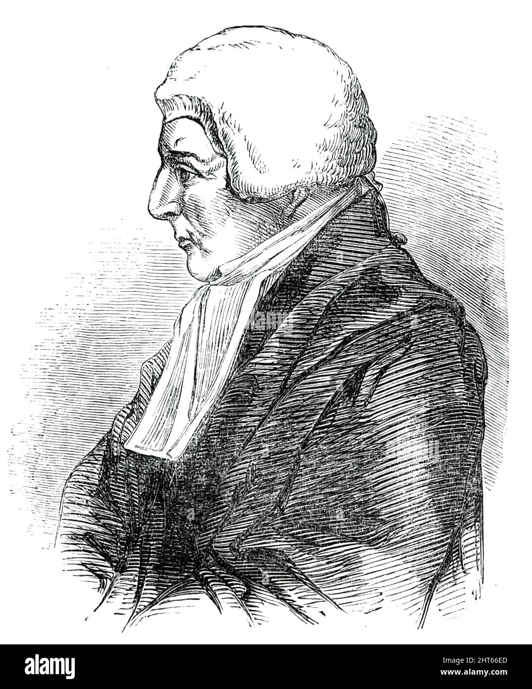 Der verstorbene Sir Lancelot Shadwell, Vizekanzler von England, 1850. „Sir Lancelot Shadwell starb... in seinem Wohnsitz, Barn Elms, Putney. Der Tod eines so guten und so fähigen Mannes wird schwer zu spüren sein. Fast ein Vierteljahrhundert lang leitete er einen Zweig des Gerichts für Kanzlei und sicherte sich über einen längeren Zeitraum den hohen Respekt des Berufs durch die Solidität und Unparteilichkeit seines Urteils, die Regelmäßigkeit seiner Anwesenheit, Und sein unermüdlicher Eifer und Eifer...[Er] wurde 1803 von der Hon. Society of Lincoln's Inn in die Bar gerufen und 1821 zum King's Counsel ernannt. Im Jahr 18 Stockfoto