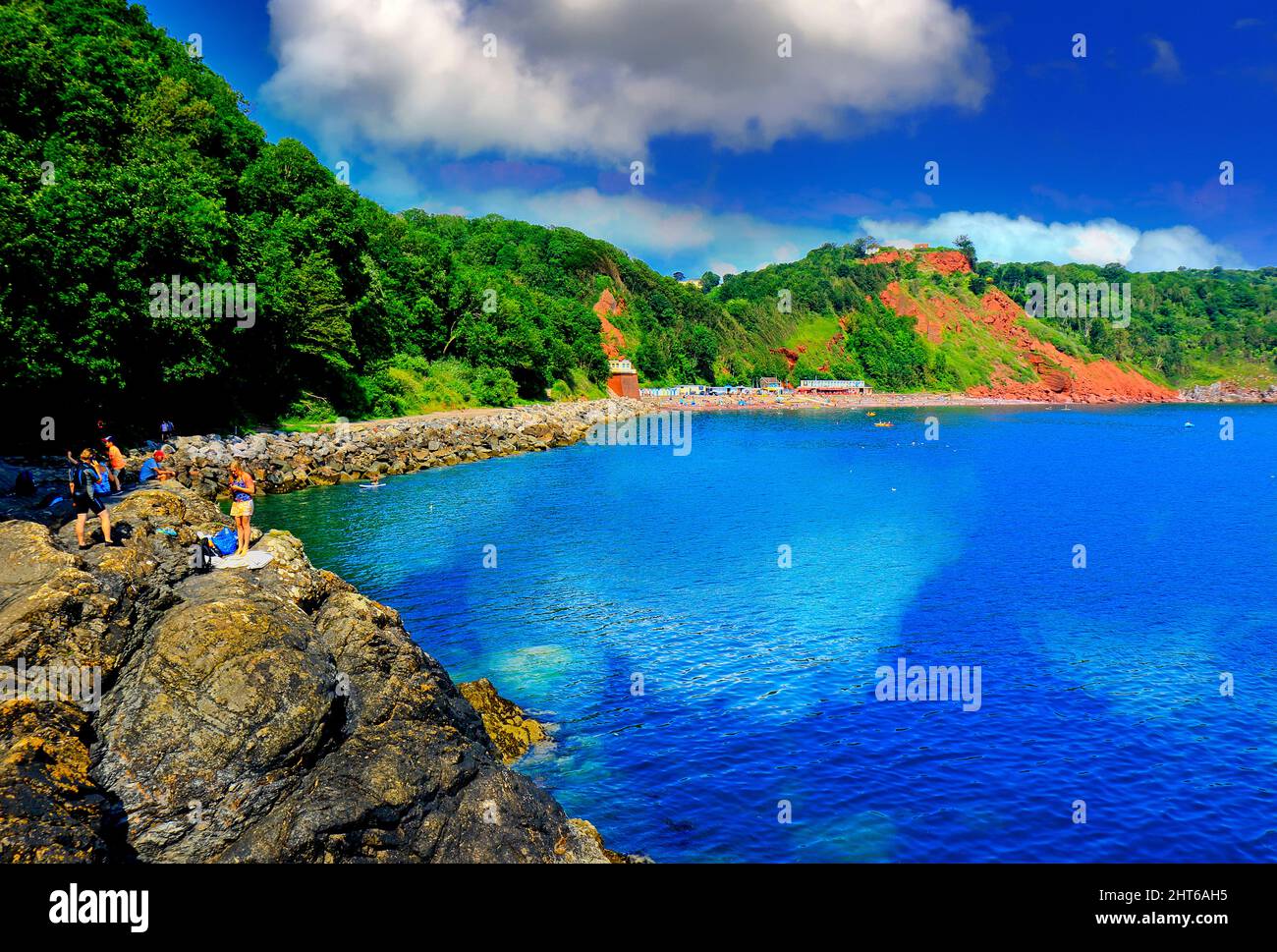 Ein Blick auf den schönen Strand von Oddicombe in South Deven Stockfoto