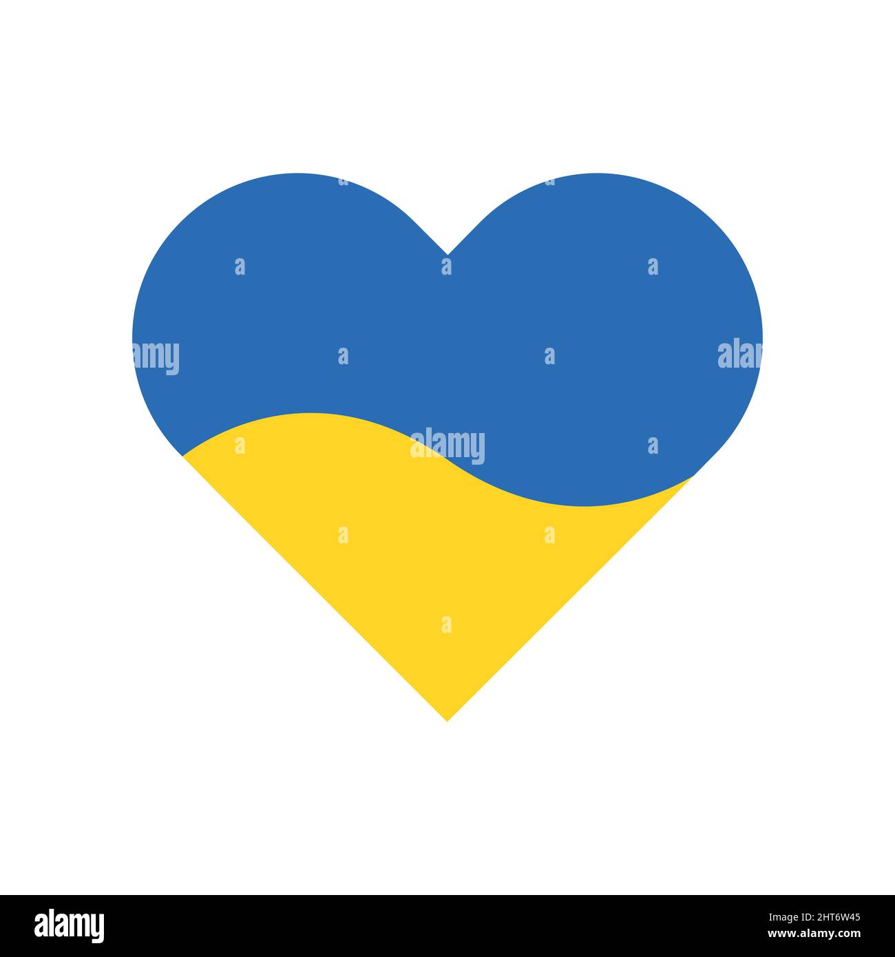 Ukrainische Flagge in Herz Vektor-Symbol. Stoppen Sie den Krieg in der Ukraine Symbol. Stock Vektor