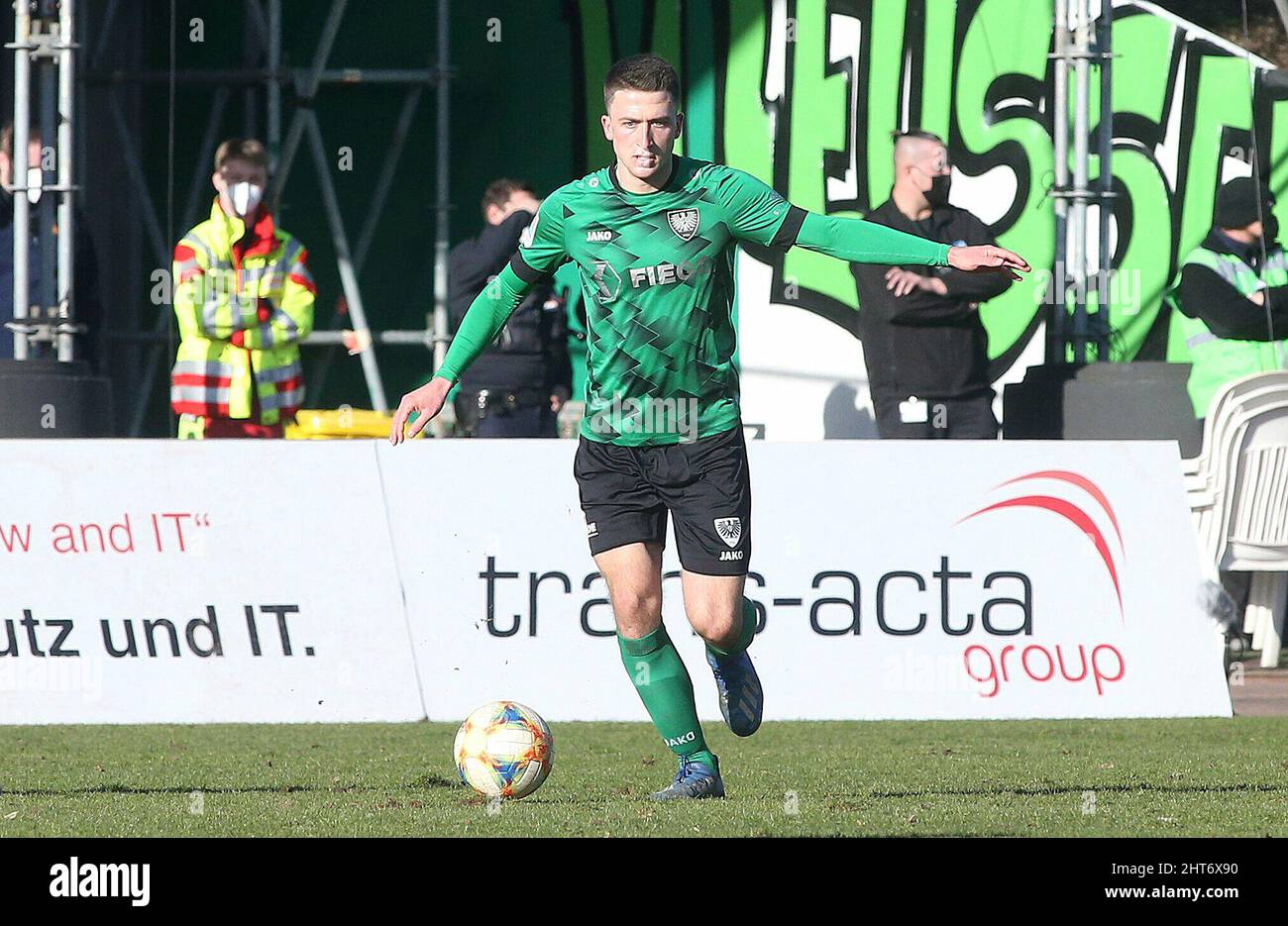 firo: 02/26/2022 Fußball: Fußball: Regionalliga, Saison 2021/2022 SCP, Preuvuen Preussen Münster Mvºnster - SV 19 Straelen 4:0 Dominik Klann, Single Action Stockfoto