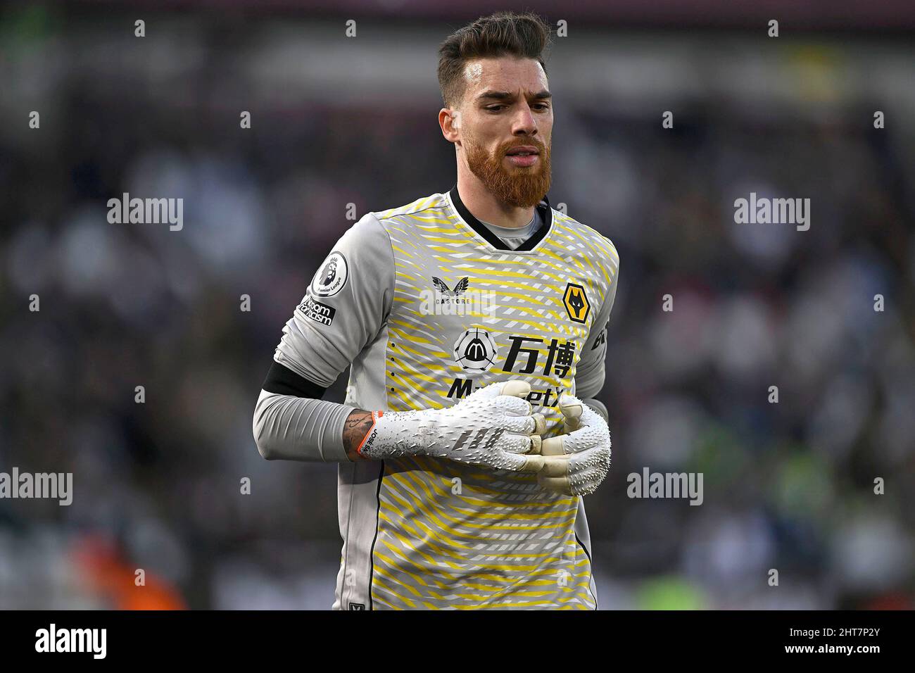 London, Großbritannien. 27.. Februar 2022. Jose Sa (Wolves) während des Spiels der West Ham gegen Wolves Premier League im London Stadium Stratford. Quelle: MARTIN DALTON/Alamy Live News Stockfoto