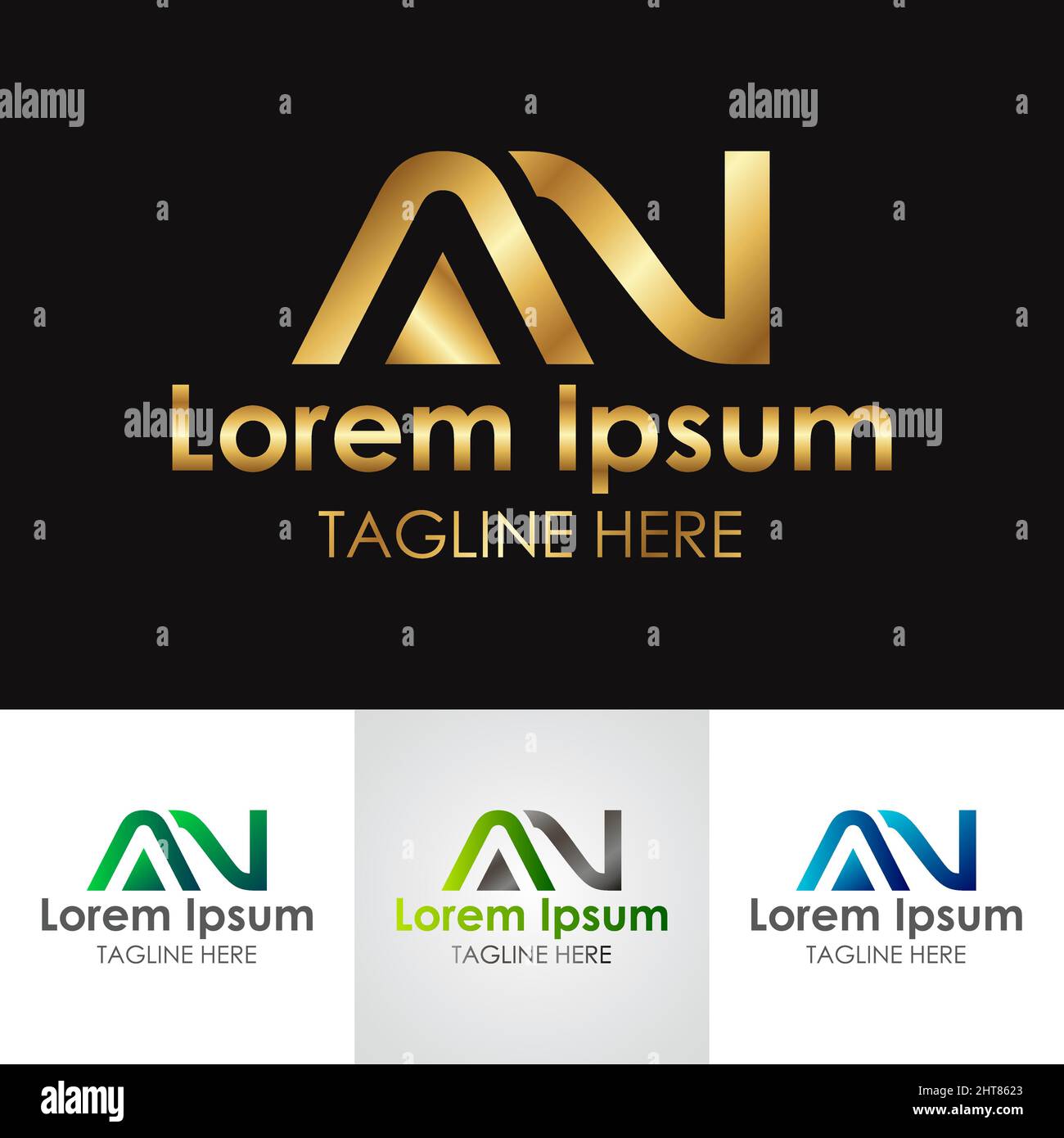 Goldenes Metallic-LOGO IM Buchstaben-Design Stock Vektor