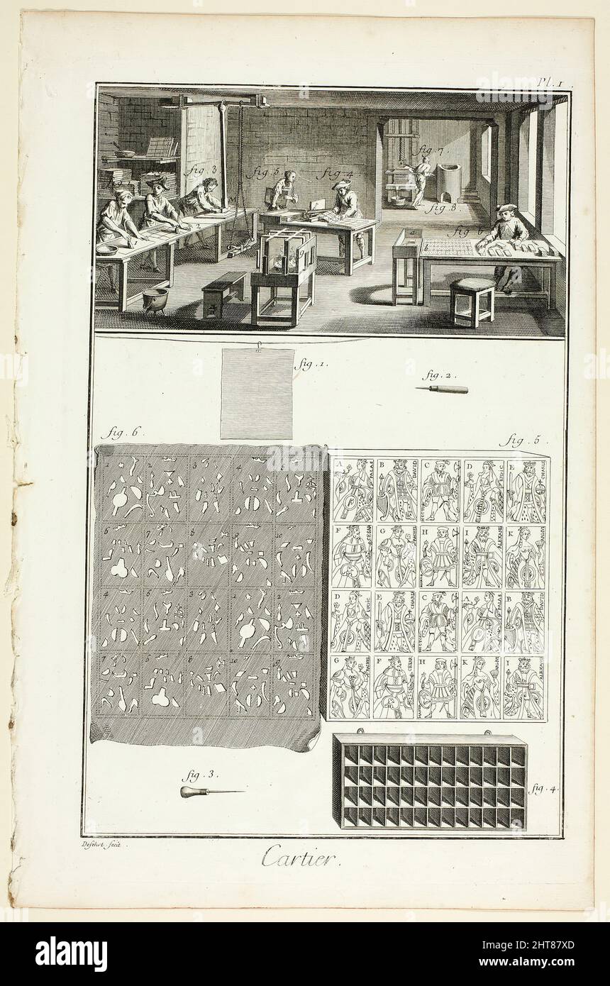 Card-Maker, aus Encyclop&#xe9;die, 1762/77. Stockfoto