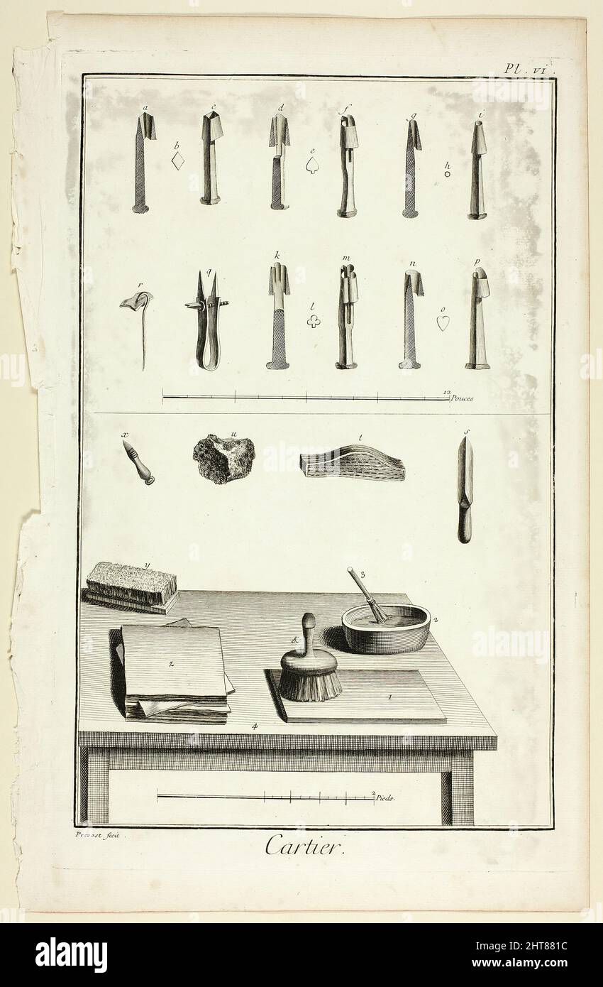 Card-Maker, aus Encyclop&#xe9;die, 1762/77. Stockfoto