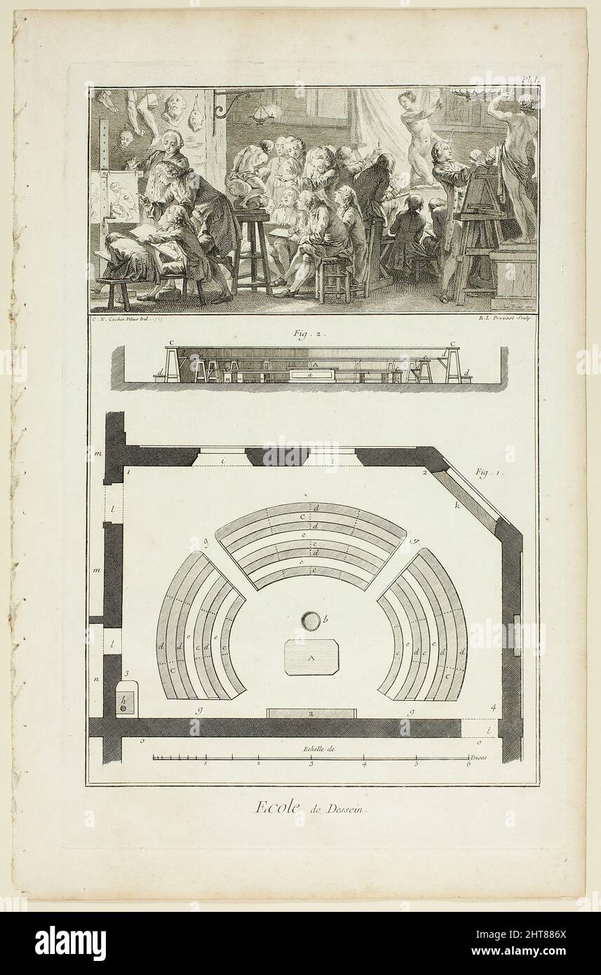 Design School, aus Encyclop&#xe9;die, 1763. Stockfoto
