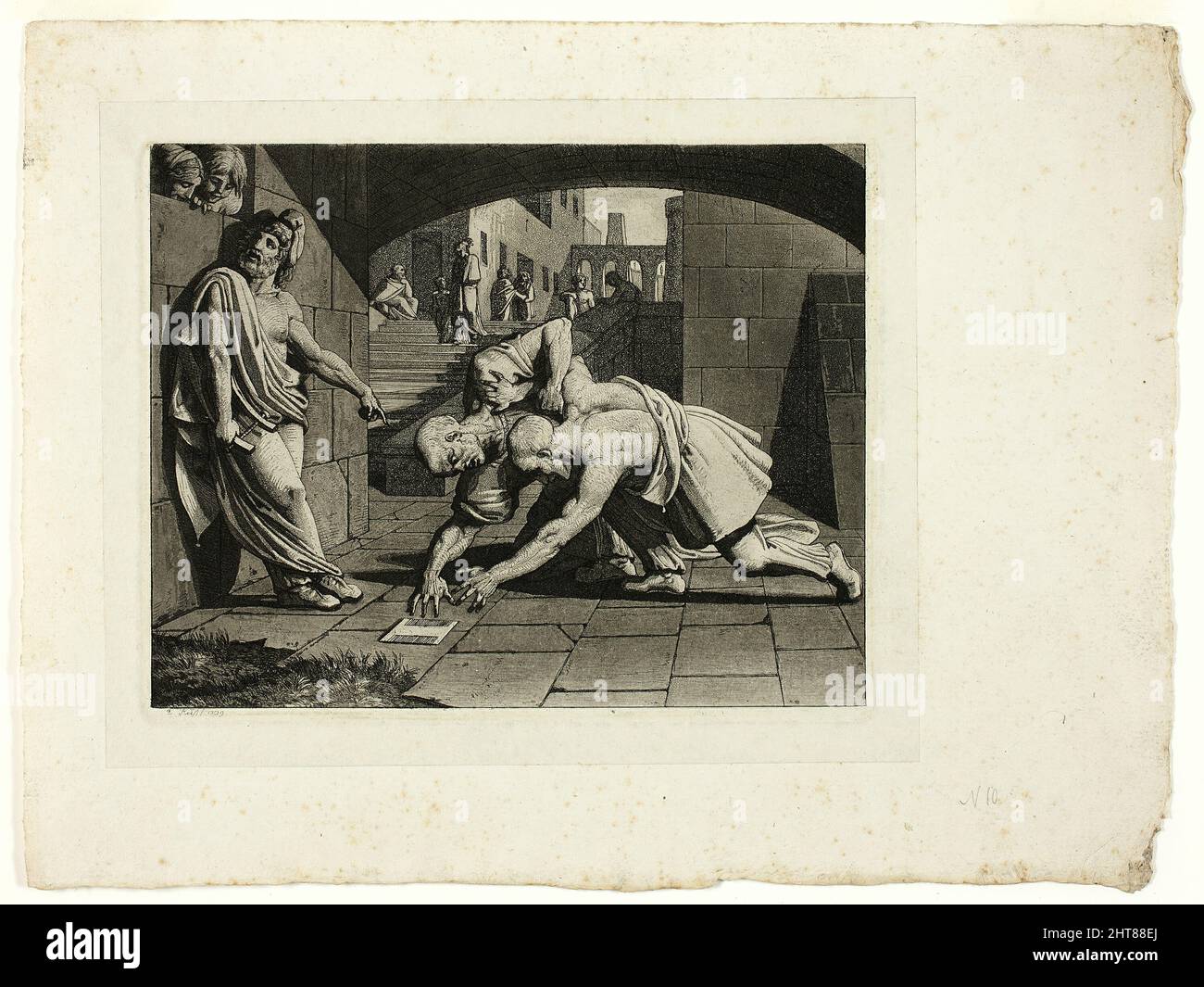 Die beiden Kahlen, die um einen Kamm kämpfen, 1809. Stockfoto