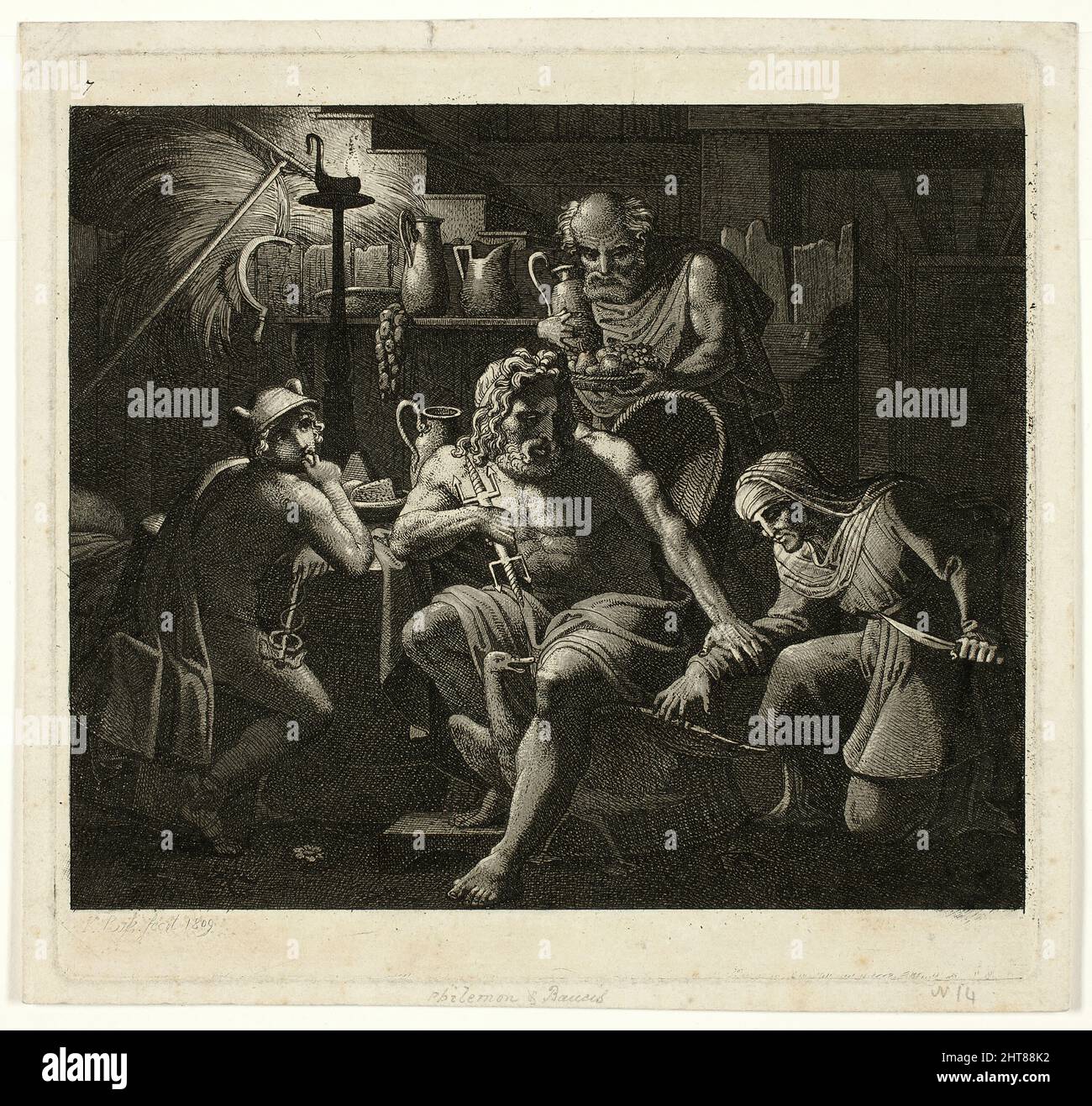 Jupiterbesuche mit Philemon und Bacchus, 1809. Stockfoto