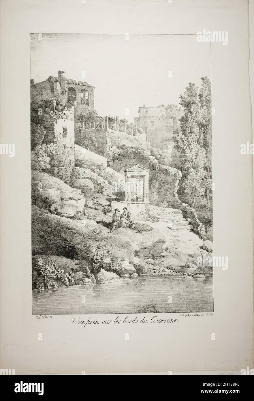 Blick vom Ufer des Teverone, 1817. Stockfoto