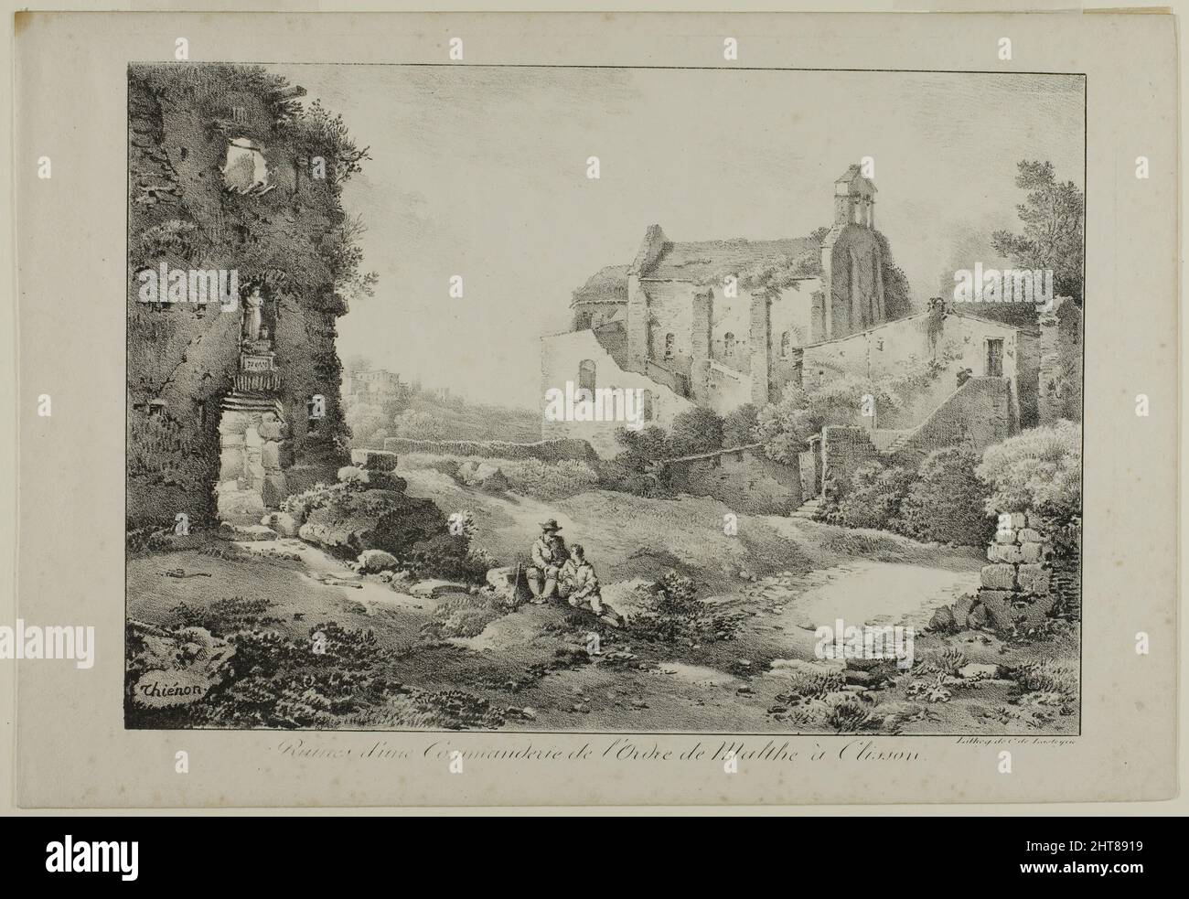 Ruinen der Kommandostelle des Malteserordens, Clisson, 1817. Stockfoto