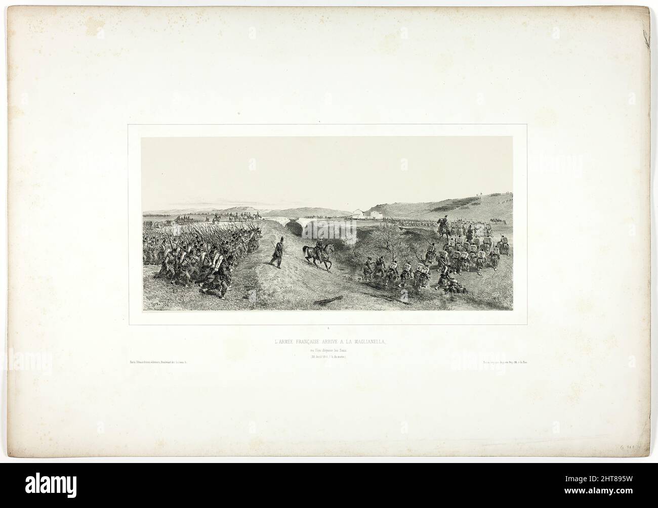 Die französische Armee kommt nach Maglianella, von Souvenirs d&#X2019;Italie: Exp&#xe9;dition de Rome, 1850. Stockfoto