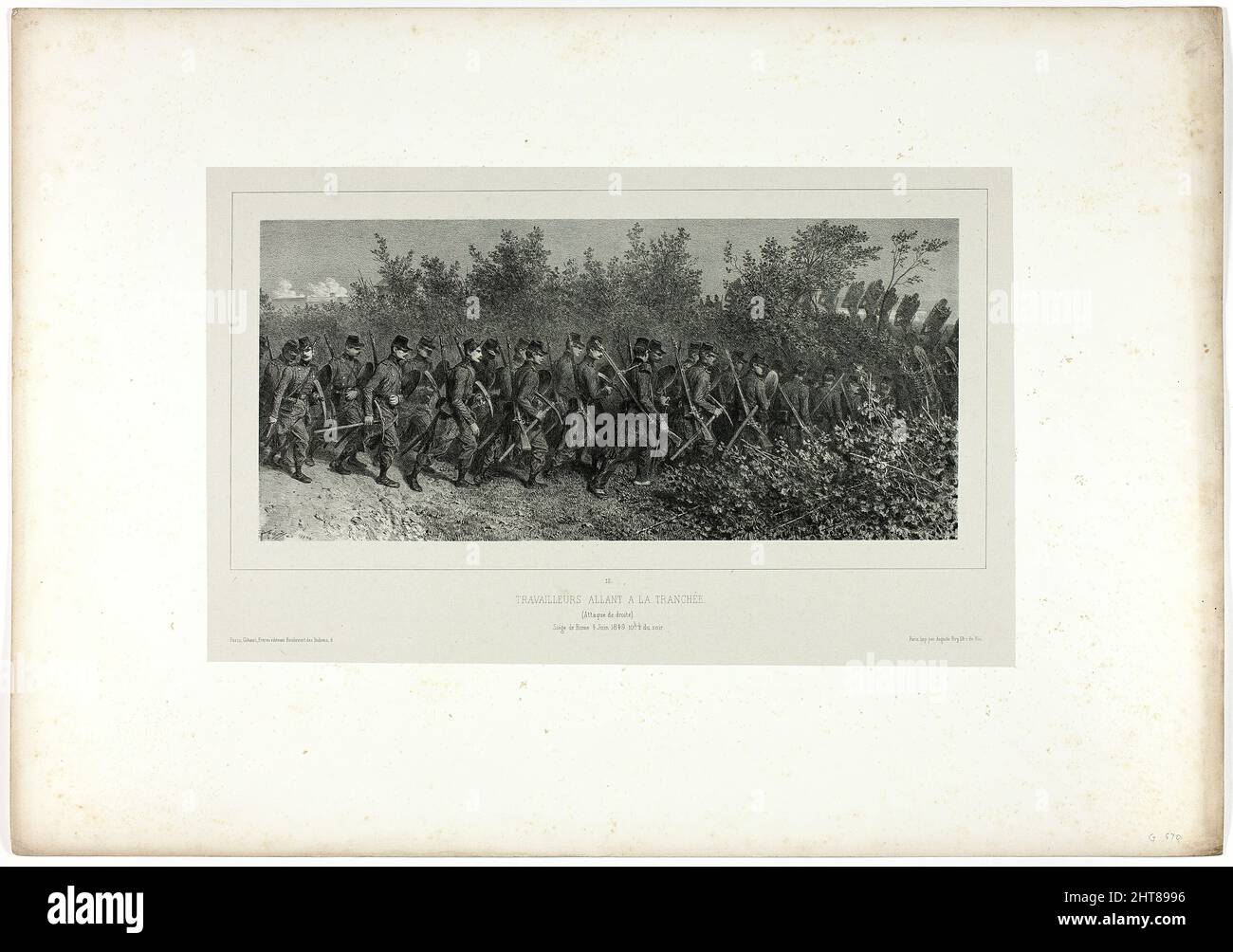 Sappers going to the Graches, from Souvenirs d&#X2019;Italie: Exp&#xe9;dition de Rome, 1854. Stockfoto