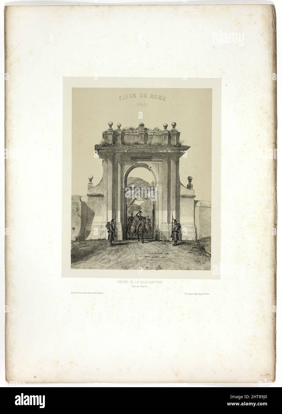 Betreten der Villa Santuci, von Souvenirs d&#X2019;Italie: Exp&#xe9;dition de Rome, 1850. Stockfoto