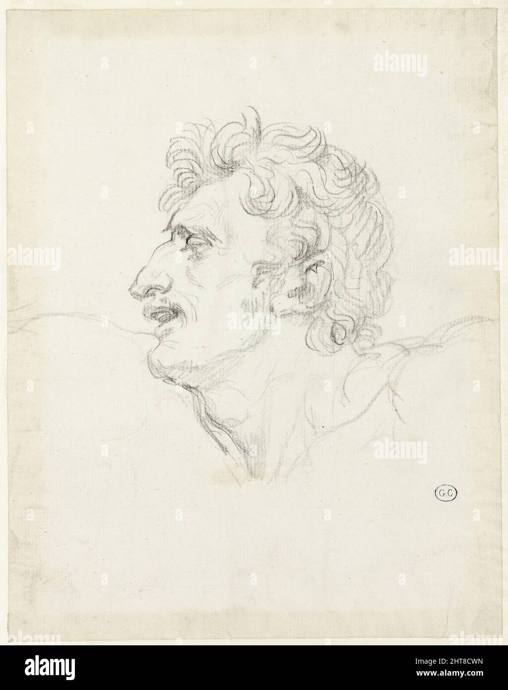 Kopf eines Mannes, linkes Profil, c. 1810. Stockfoto