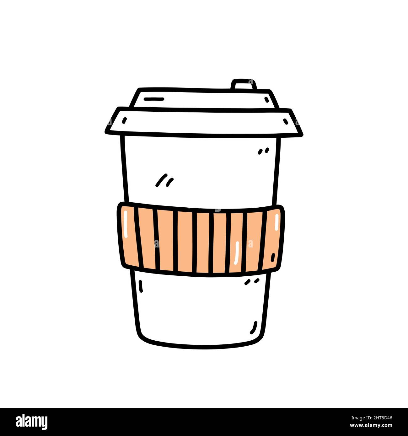 Tasse Kaffee, um auf weißem Hintergrund isoliert zu werden. Vektor-handgezeichnete Illustration im Doodle-Stil. Perfekt für Karten, Menü, Logo, Dekorationen. Stock Vektor