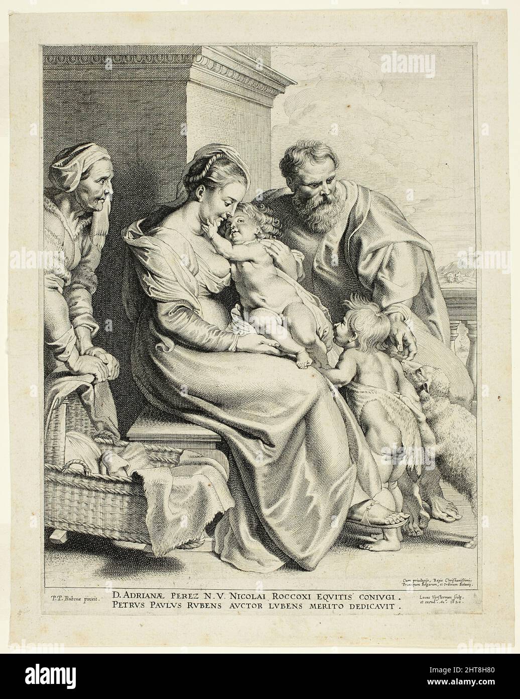Die Heilige Familie mit der heiligen Elisabeth und dem Kindlein Johannes dem Täufer, 1620. Stockfoto