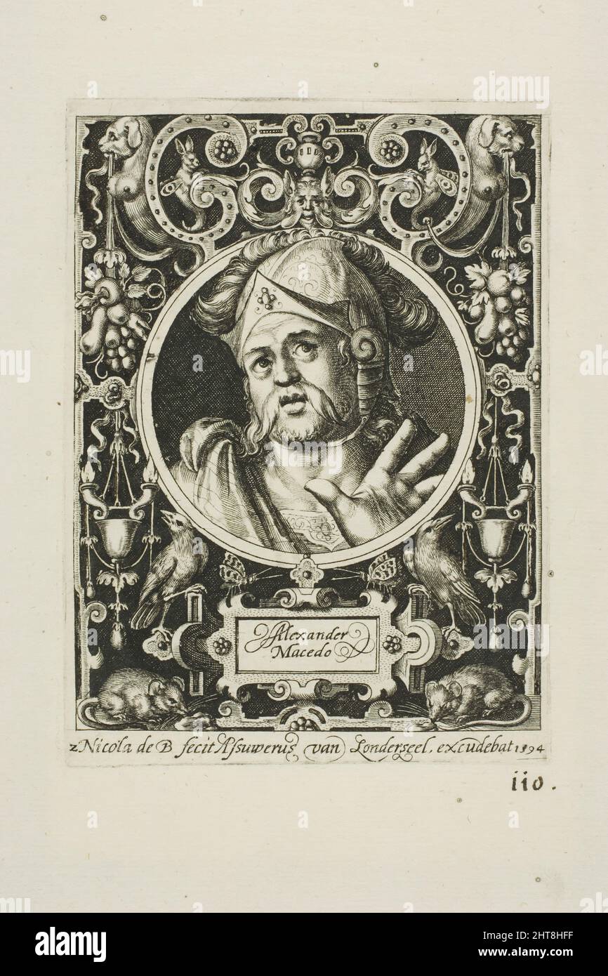 Alexander der große, Platte zwei aus den neun Worthies, 1594. Stockfoto