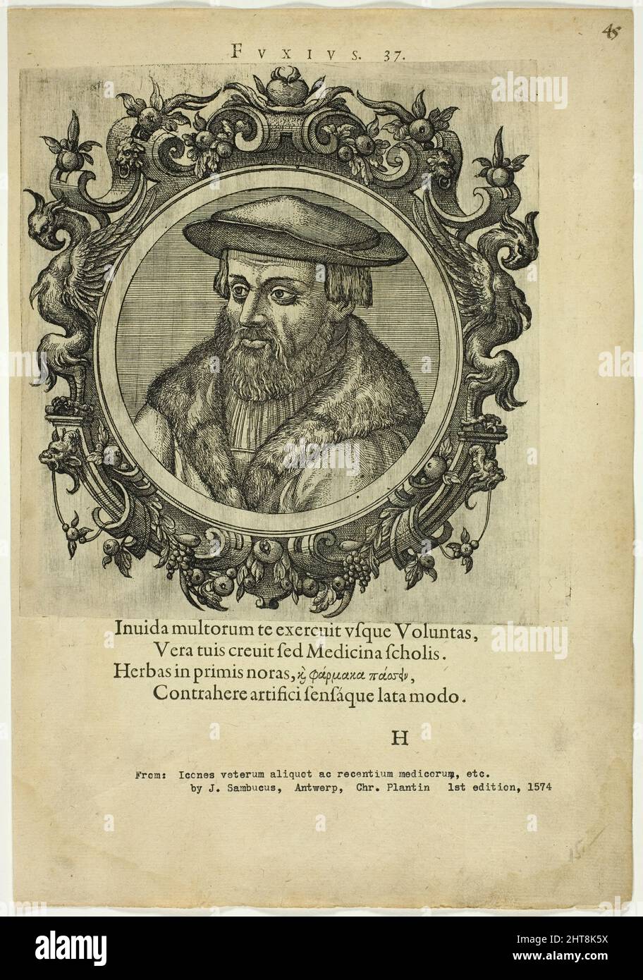 Portrait of Fuxius, erschienen 1574. Stockfoto