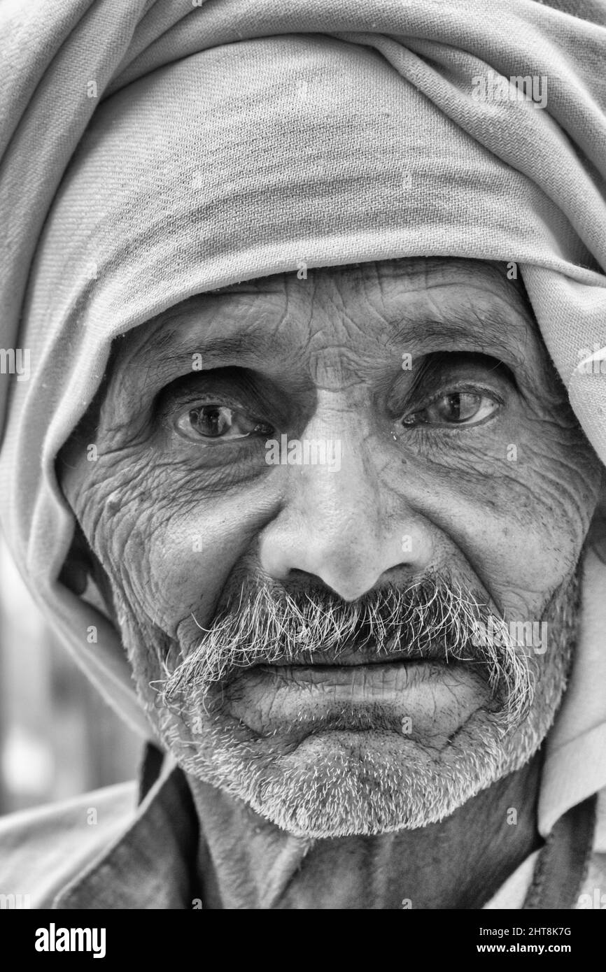 Porträt eines alten Mannes, Baldeo, Bezirk Mathura, Uttar Pradesh, Indien Stockfoto