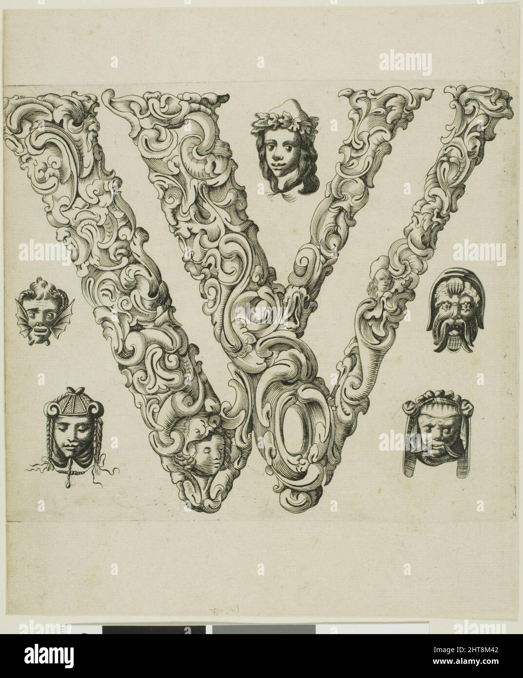 Buchstabe W, 1630. Stockfoto