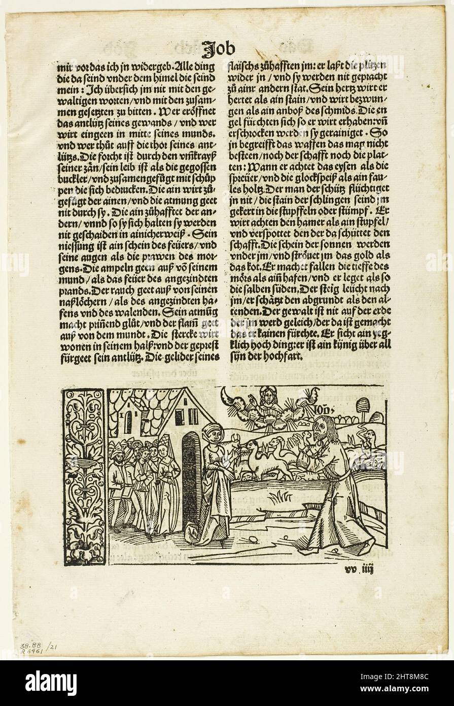 Illustration aus der deutschen Bibel von 14., Tafel 21 aus Holzschnitten aus Büchern des XVI. Jahrhunderts, 1518, zusammengestellt in Mappe 1937. Stockfoto