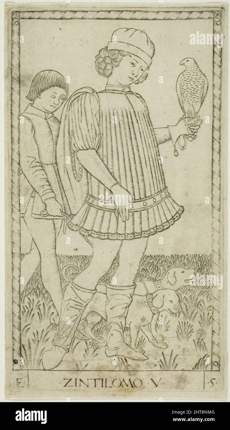 Der Gentleman, Platte fünf aus den Reihen und den Bedingungen der Männer, ca. 1465. Stockfoto