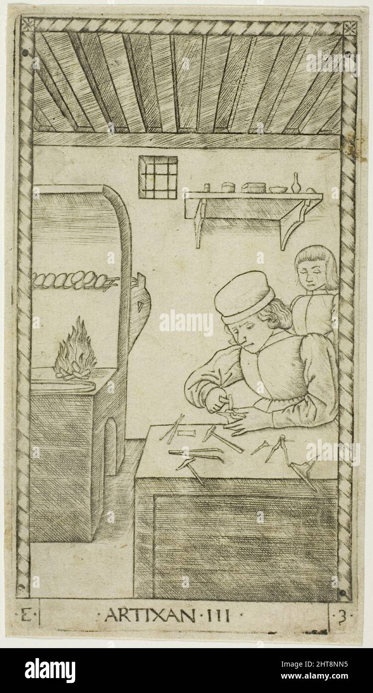 Der Handwerker, Teller drei aus den Reihen und den Bedingungen der Männer, ca. 1465. Stockfoto