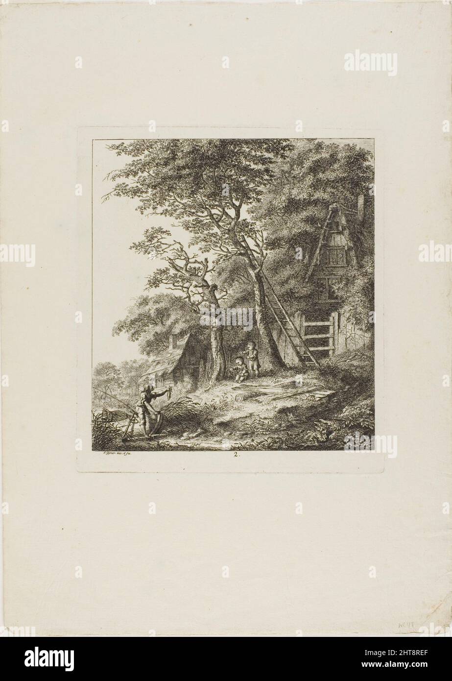 Fischer mit Kindern, Teller zwei von Paysages D&#xe9;di&#xe9;s &#XE0; M. Warelet, 1764. Stockfoto