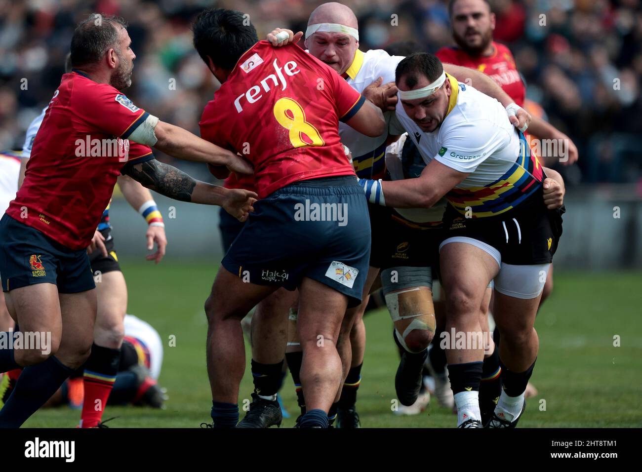 Matthew Rojas Madrid, Spanien; 27.02.2022.- das spanische Rugby-Team (Rot) erzielte ...