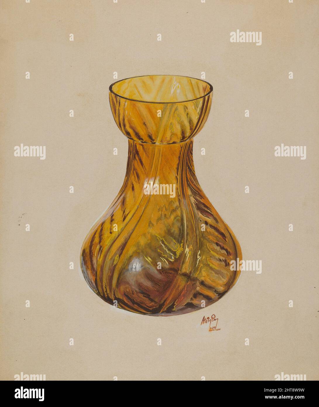 Bernsteinfarbenes Glas (geblasen), c. 1937. Stockfoto