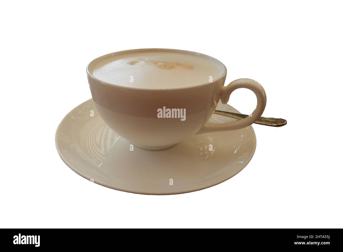 Aus einer köstlichen Tasse Cappuccino mit Milchschaum herausschneiden Stockfoto