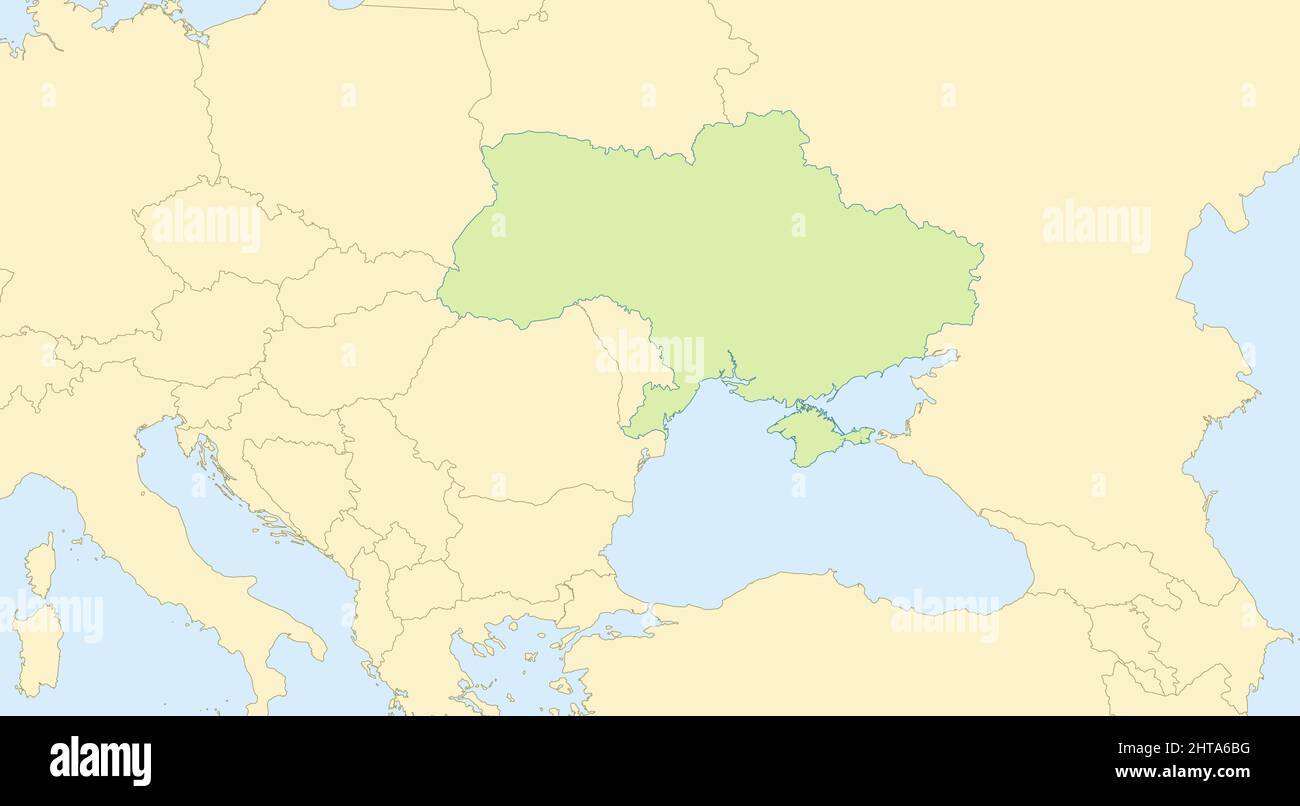 Ukraine Karte mit Nachbarstaaten, klassisches Kartendesign, leer Stockfoto