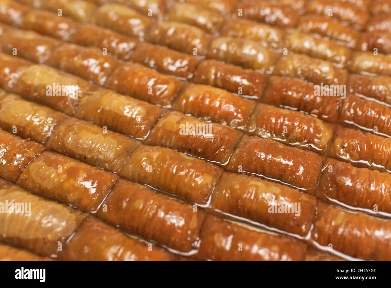 Nahaufnahme der köstlichen traditionellen nahöstlichen Baklava Stockfoto