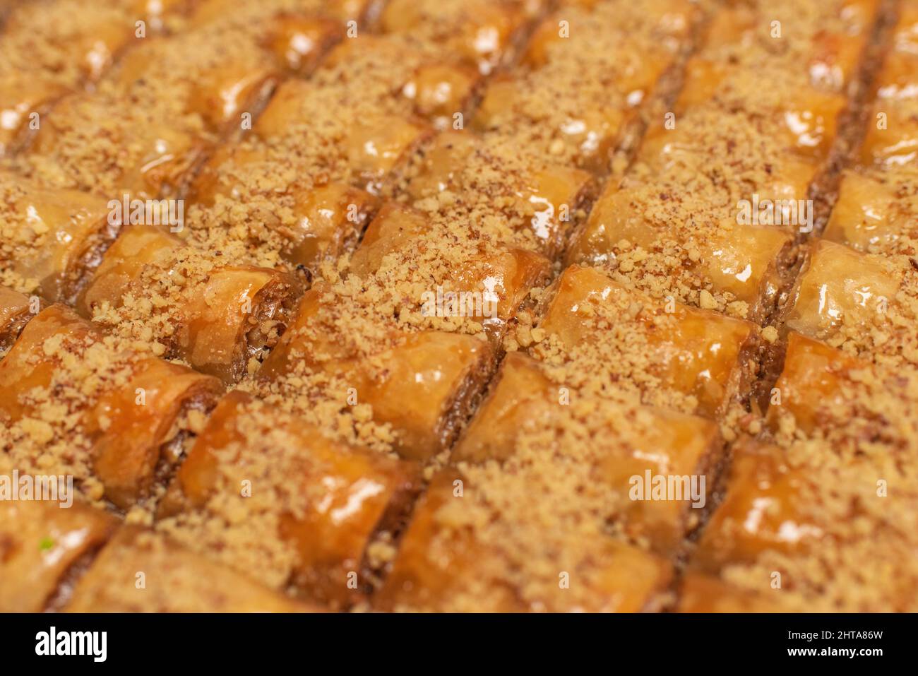 Nahaufnahme der köstlichen traditionellen nahöstlichen Baklava Stockfoto